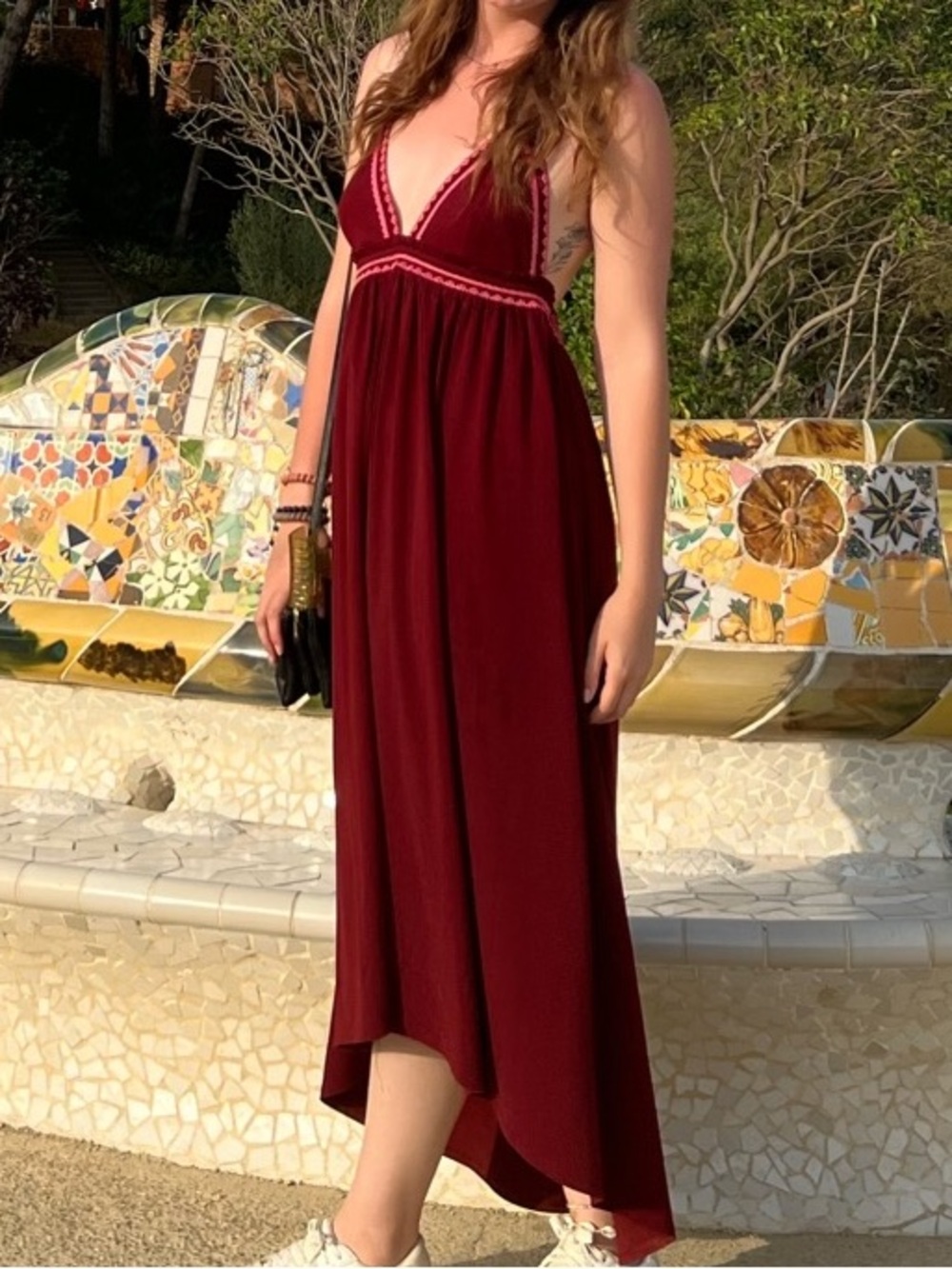 Express Burgundy Backless Maxi Dress